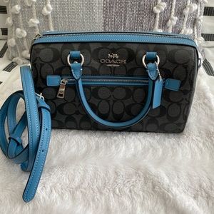 Coach Rowan Satchel Crossbody / Graphite, Pacific Blue